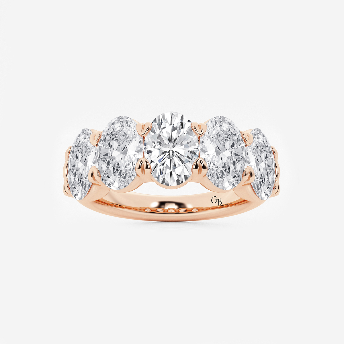 4 ctw Oval Lab Grown Diamond Five-Stone Anniversary Band