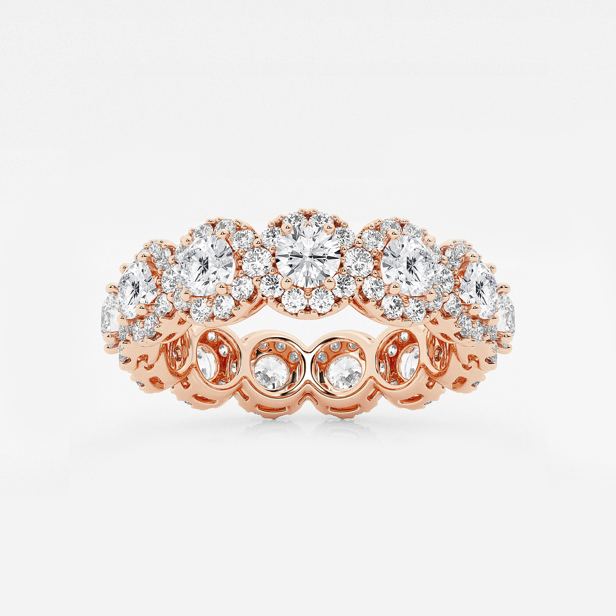 3 ctw Halo Round Lab Grown Diamond Eternity Band - 6mm Width