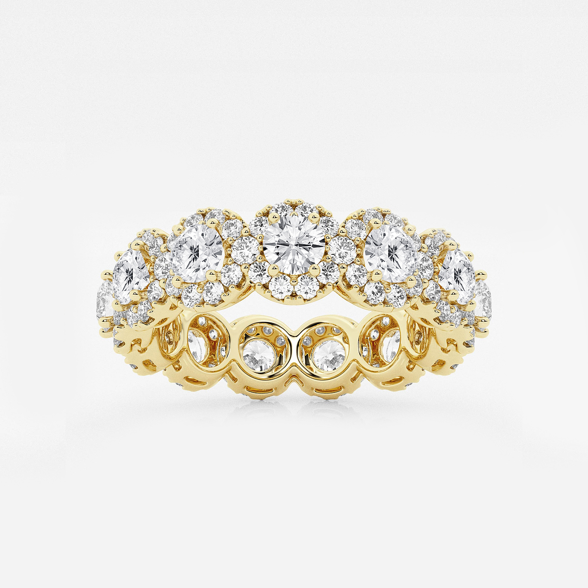 3 ctw Halo Round Lab Grown Diamond Eternity Band - 6mm Width