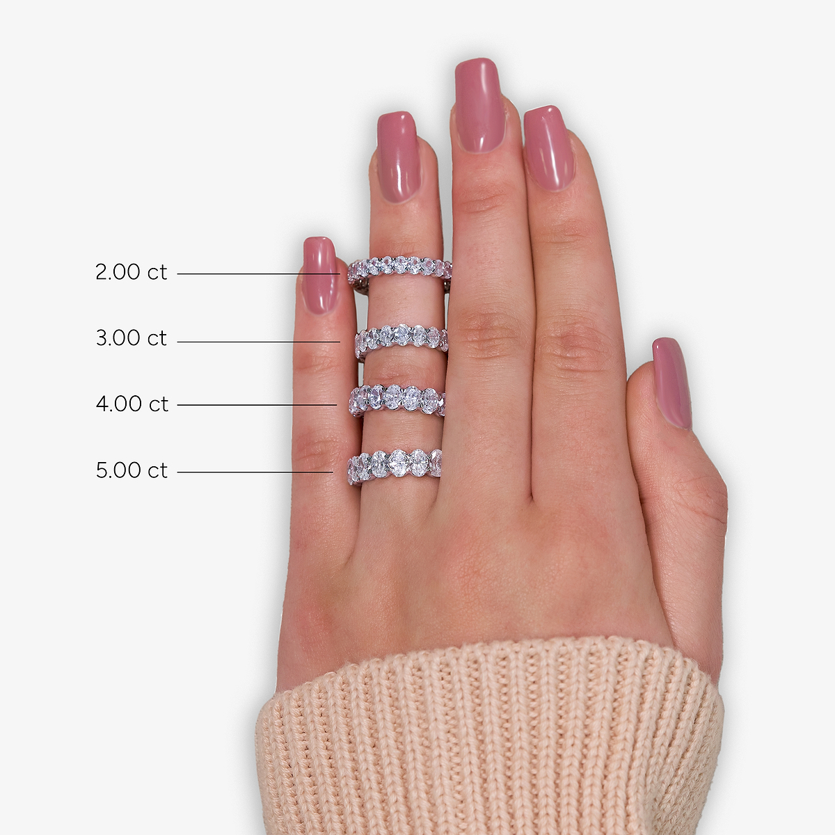 3 ctw Oval Lab Grown Diamond Eternity Band - 4.2mm Width Platinum, DE, VS1