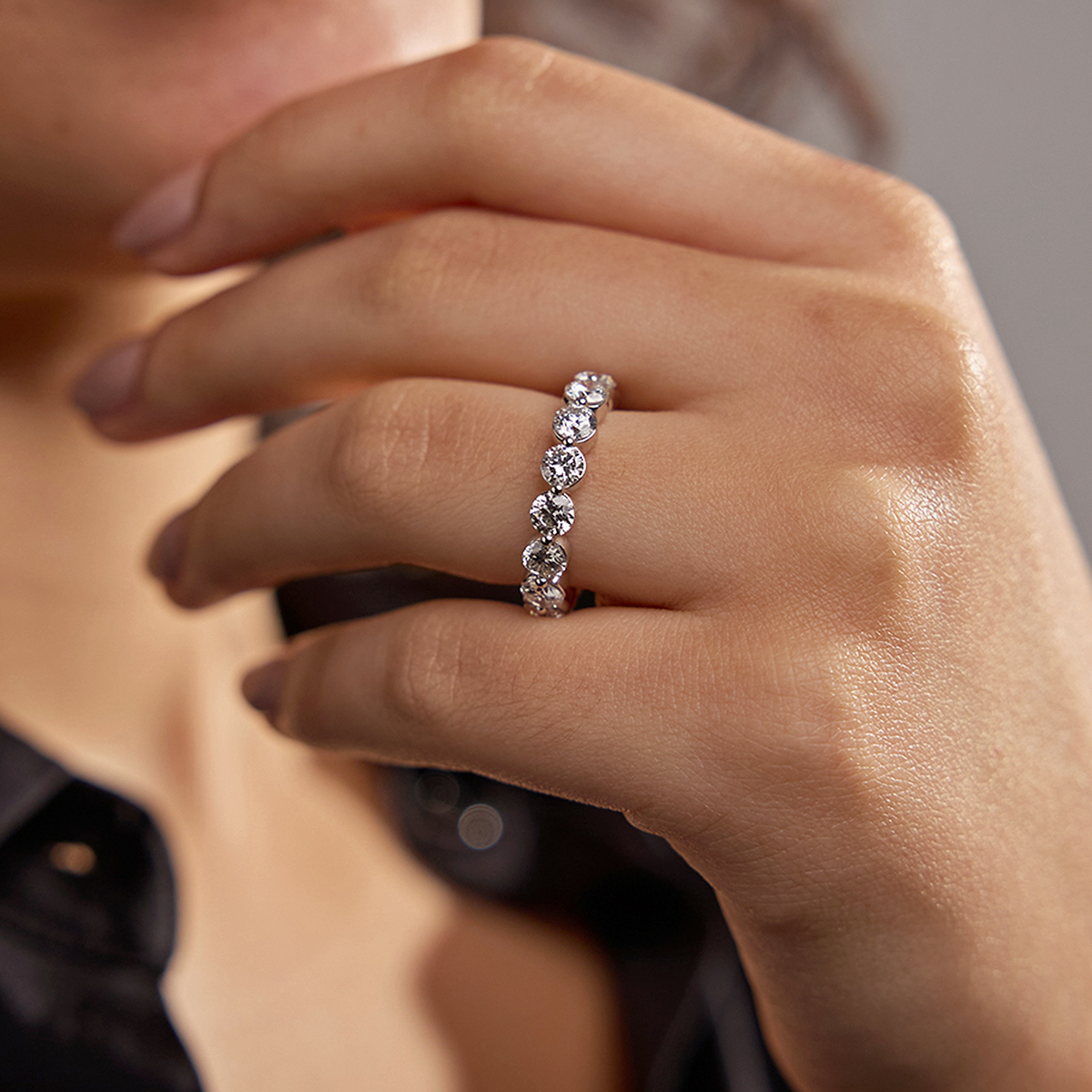 4 ctw Floating Round Lab Grown Diamond Eternity Band - 4.1mm Width