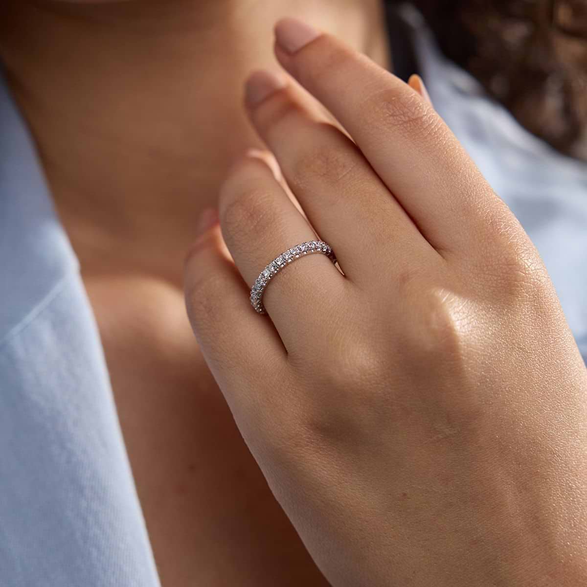1 ctw Princess Lab Grown Diamond Eternity Band - 2.1mm Width