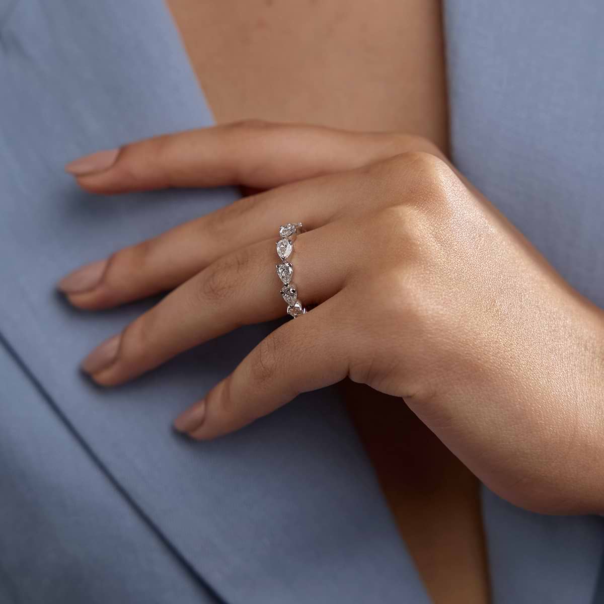 2 ctw Floating Pear Lab Grown Diamond Eternity Band - 2.8mm Width