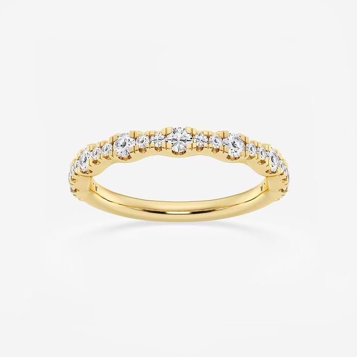 3 1/2 ctw Pear Lab Grown Diamond Station Engagement Ring 14K Yellow Gold, D, VVS