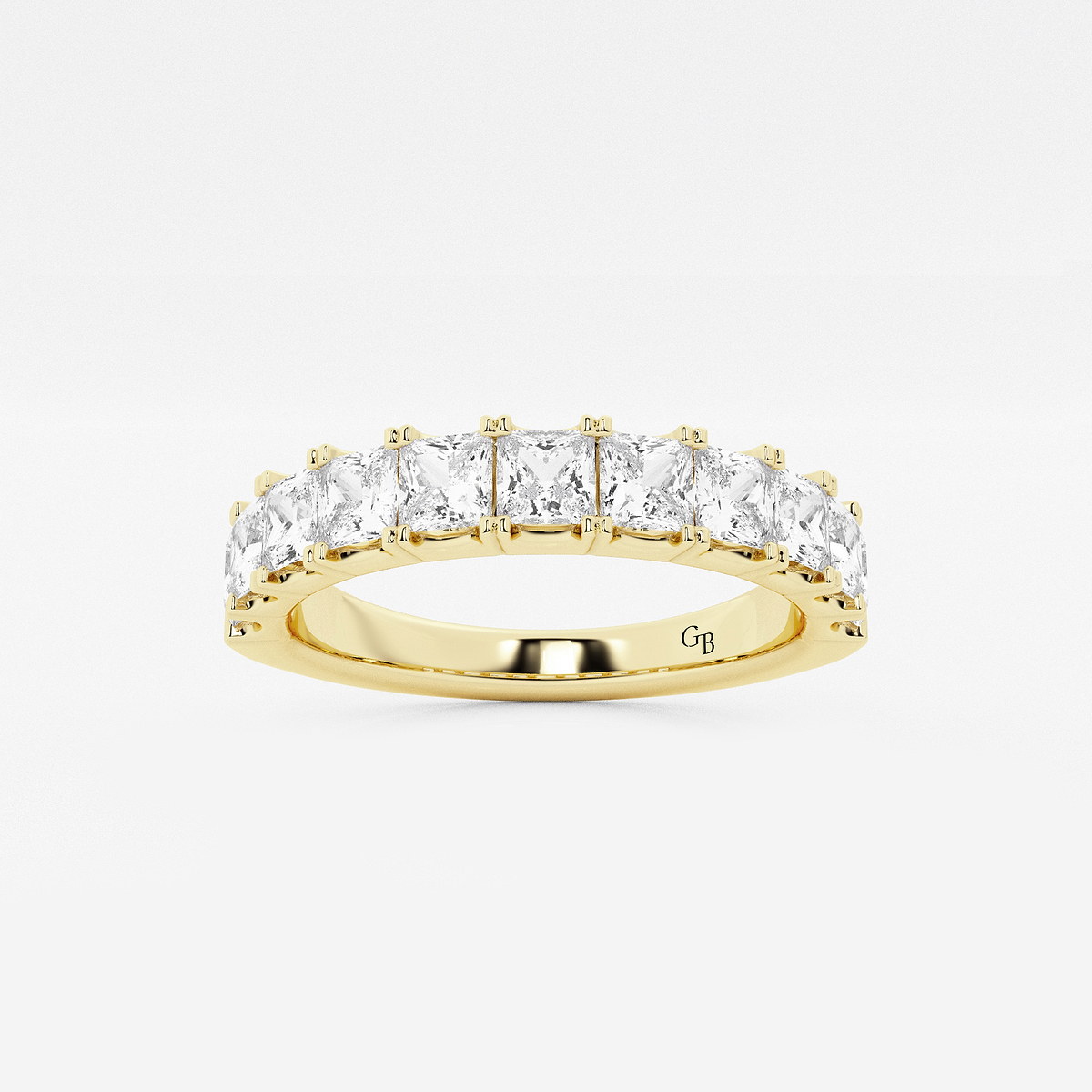 1 1/2 ctw Princess Lab Grown Diamond Eleven-Stone Wedding Band 14K Yellow Gold, F, VS2