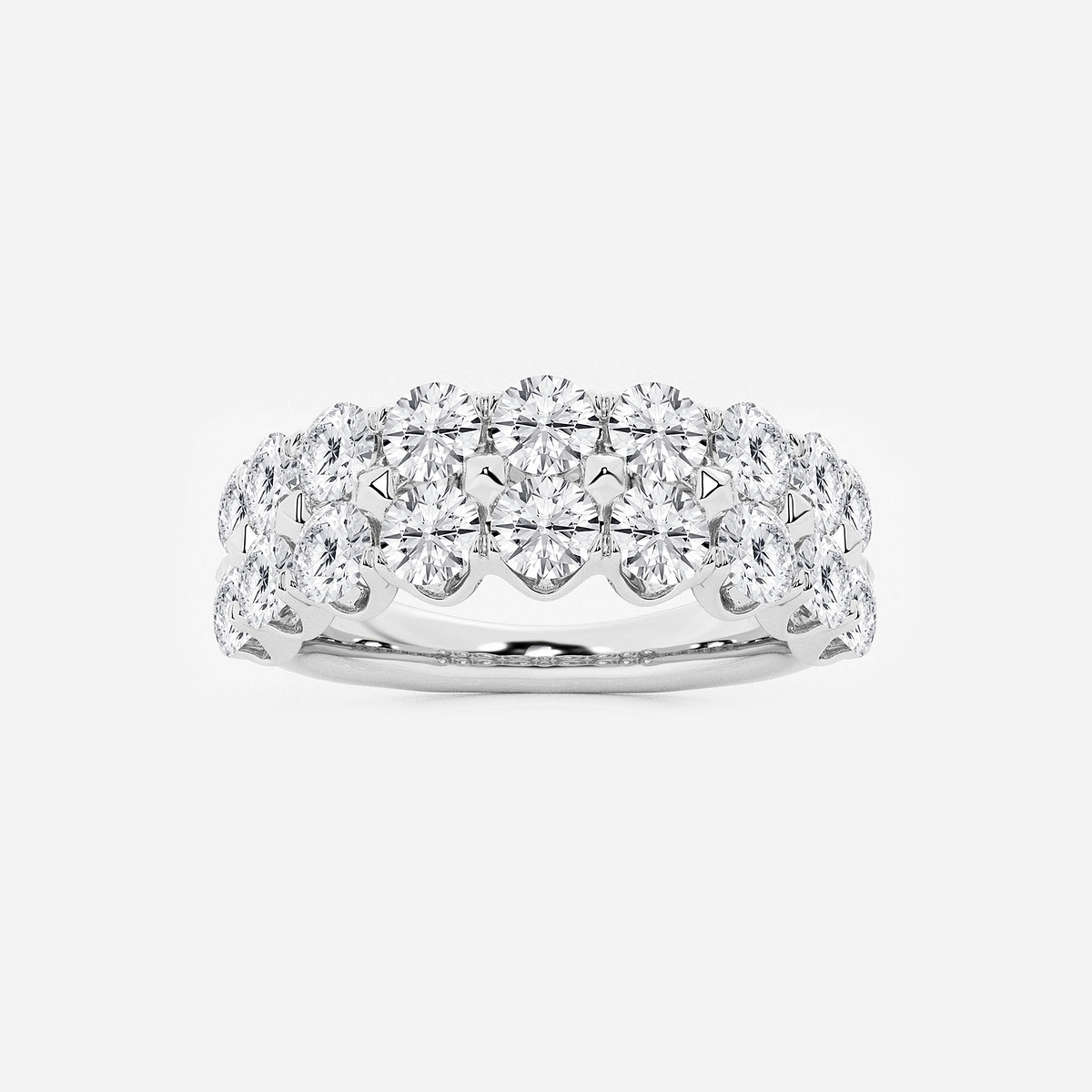 2 1/3 ctw Round Lab Grown Diamond Double Row Band 14K White Gold, DE, VS1