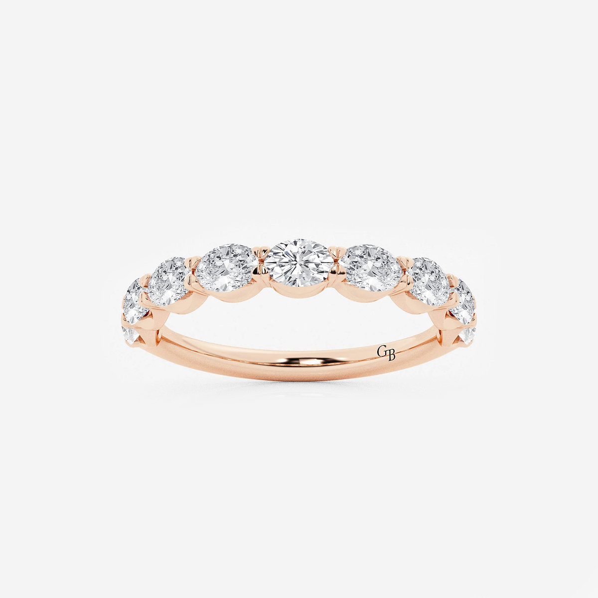 1 ctw Oval Lab Grown Diamond East-West Wedding Band