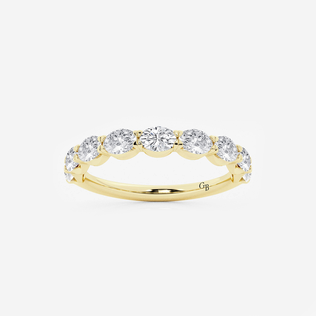 1 ctw Oval Lab Grown Diamond East-West Wedding Band
