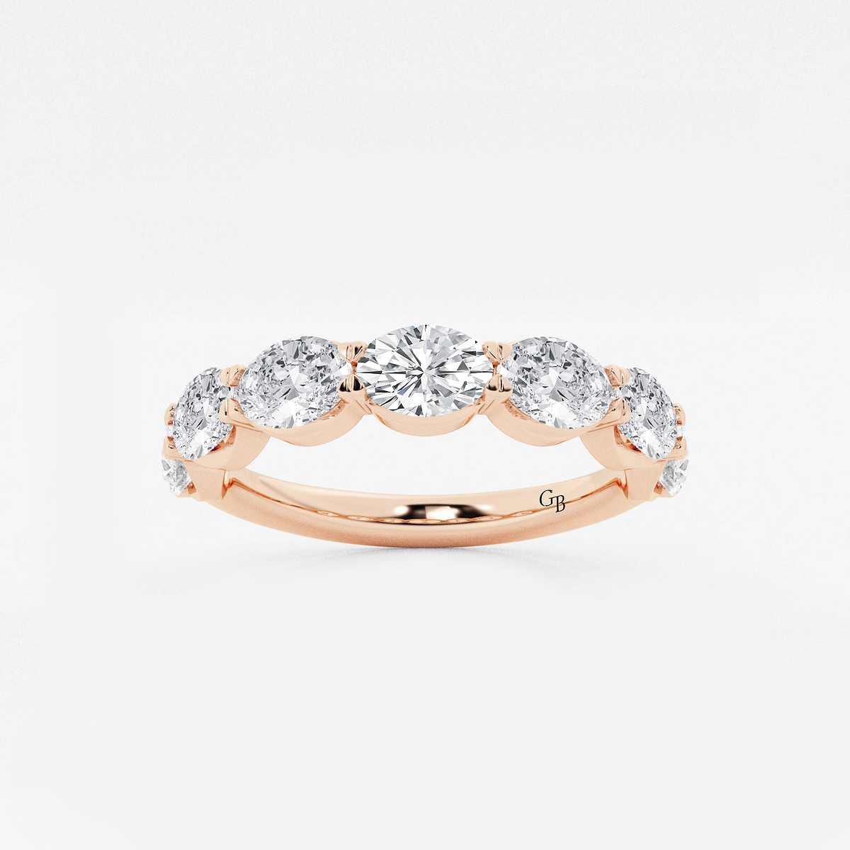 2 ctw Oval Lab Grown Diamond East-West Anniversary Band