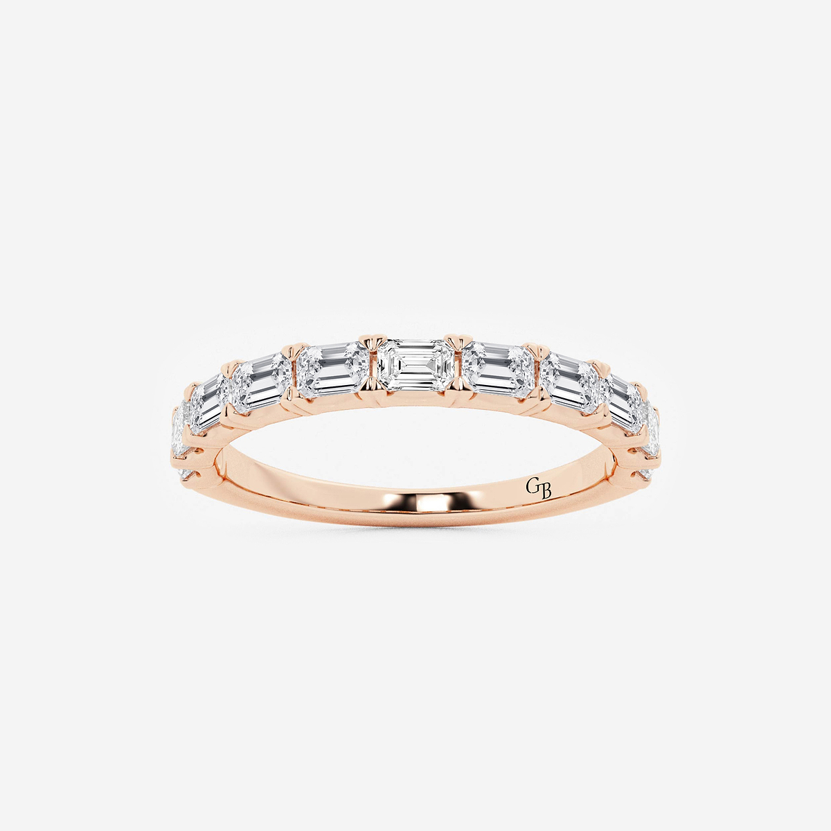 1 ctw Emerald Lab Grown Diamond East-West Wedding Band
