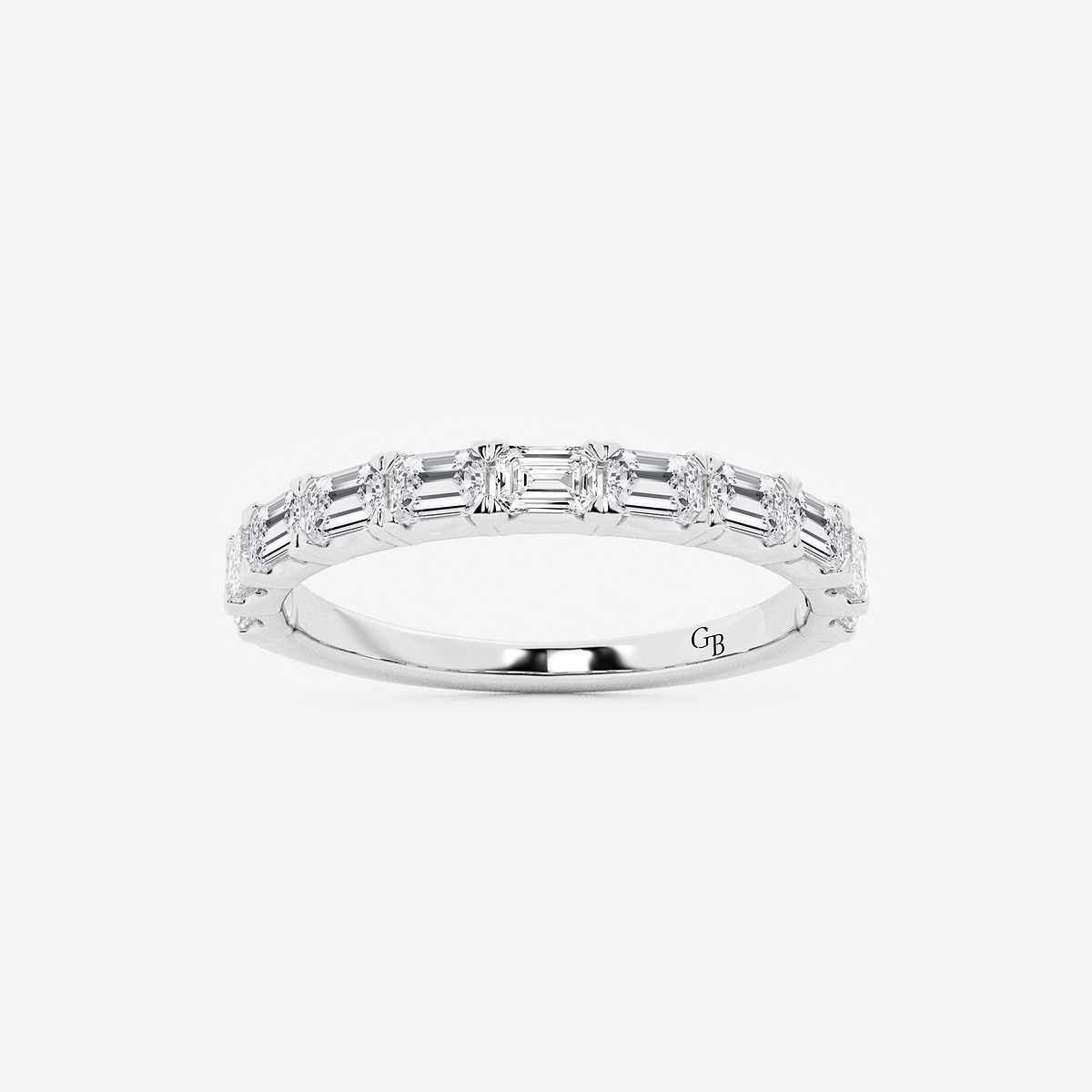 1 ctw Emerald Lab Grown Diamond East-West Wedding Band