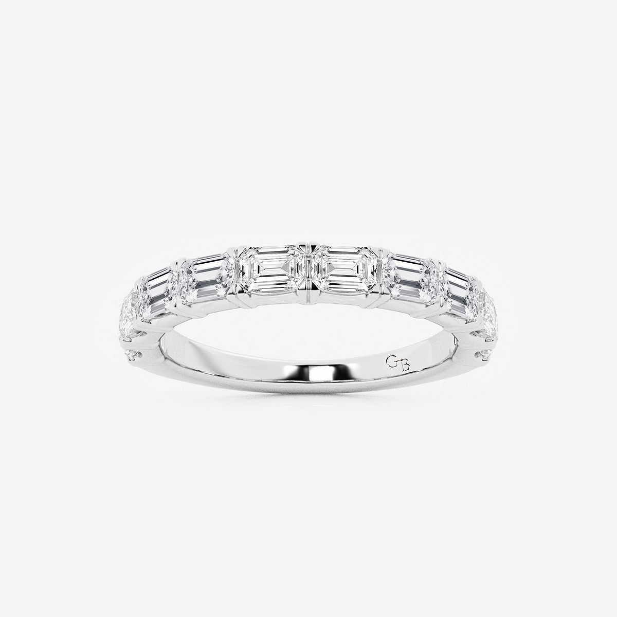 1 1/2 ctw Emerald Lab Grown Diamond East-West Wedding Band