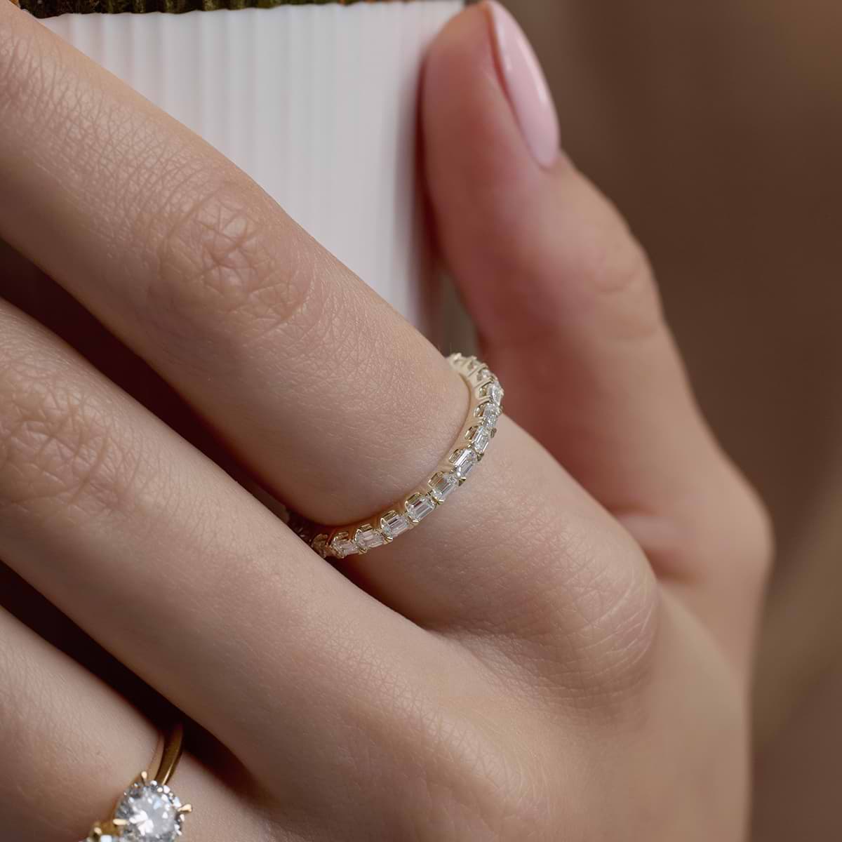 2 ctw Emerald Lab Grown Diamond East-West Anniversary Band