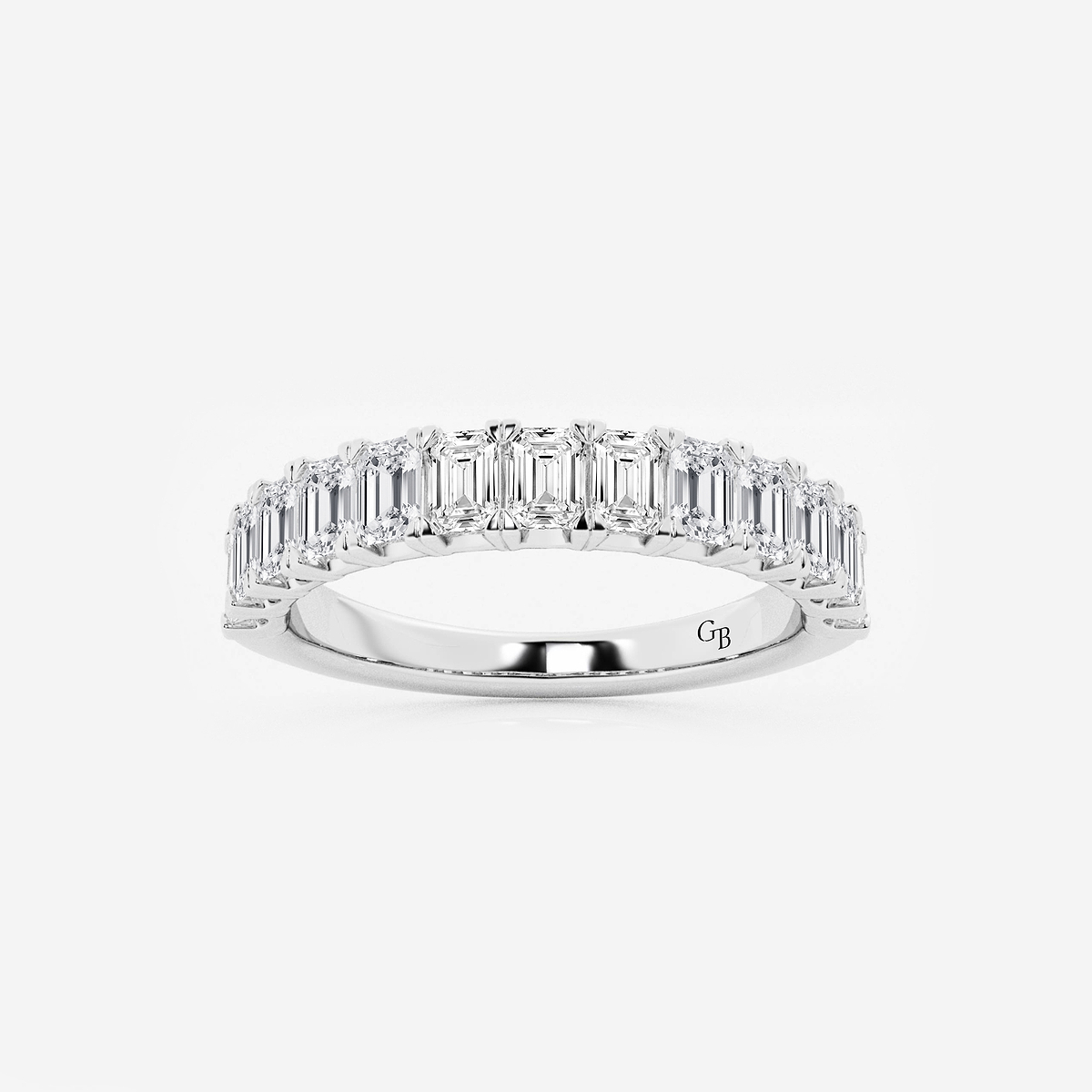 1 1/2 ctw Emerald Lab Grown Diamond Wedding Band 14K White Gold, FG, VS2+