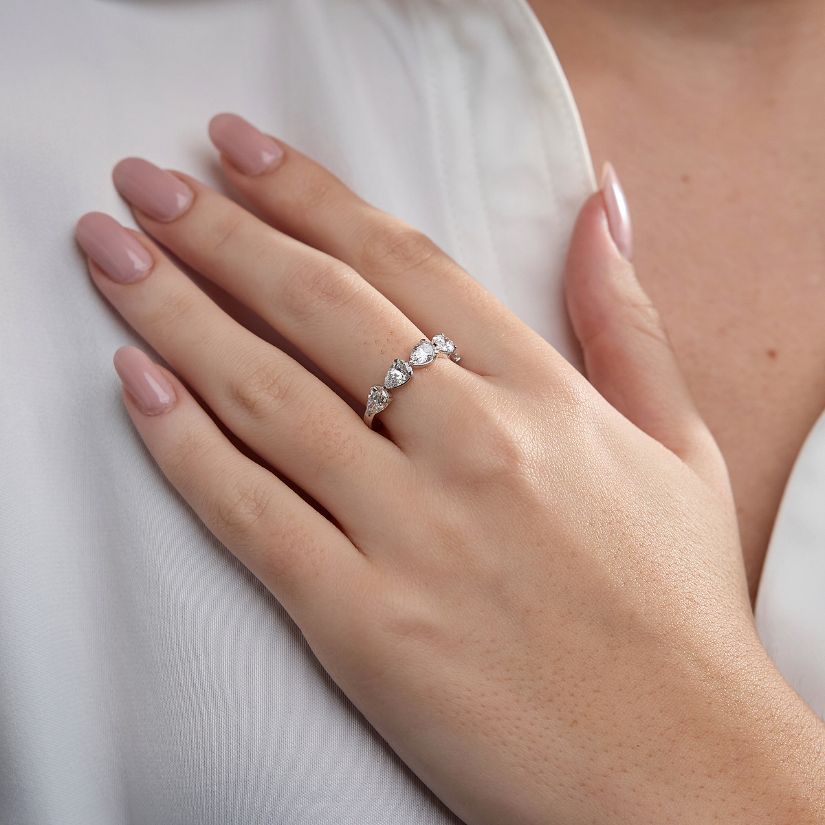 2 ctw Pear Lab Grown Diamond Floating Anniversary Band