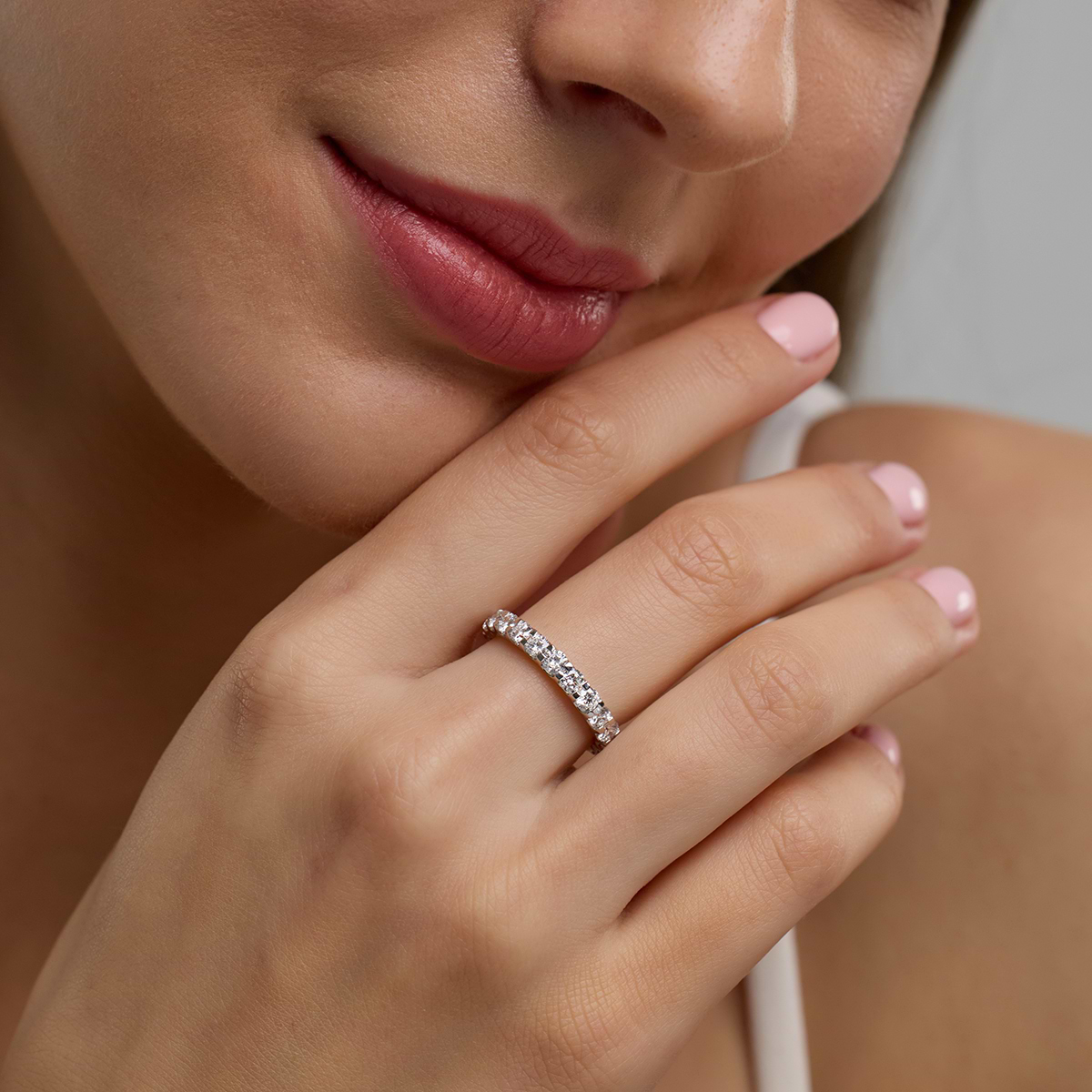 2 ctw U shaped Round Lab Grown Diamond Eternity Band - 3mm Width