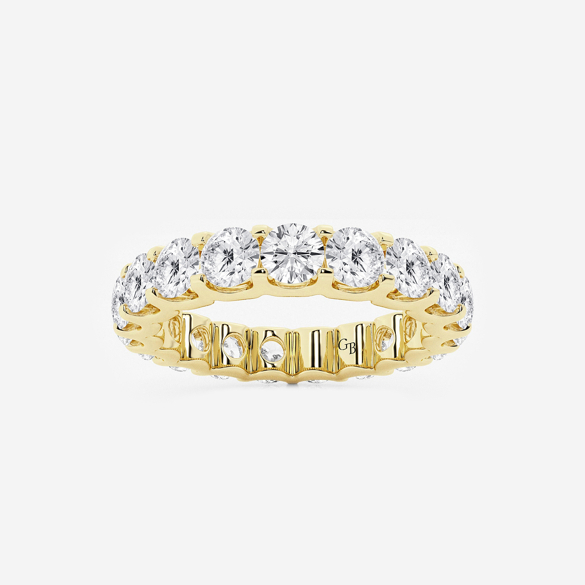 3 ctw U shaped Round Lab Grown Diamond Eternity Band - 3.5mm Width 14K Yellow Gold, DE, VS1