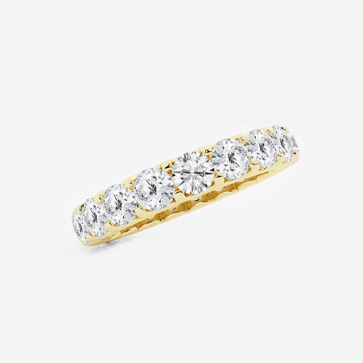 3 ctw U shaped Round Lab Grown Diamond Eternity Band - 3.5mm Width 14K Yellow Gold, DE, VS1