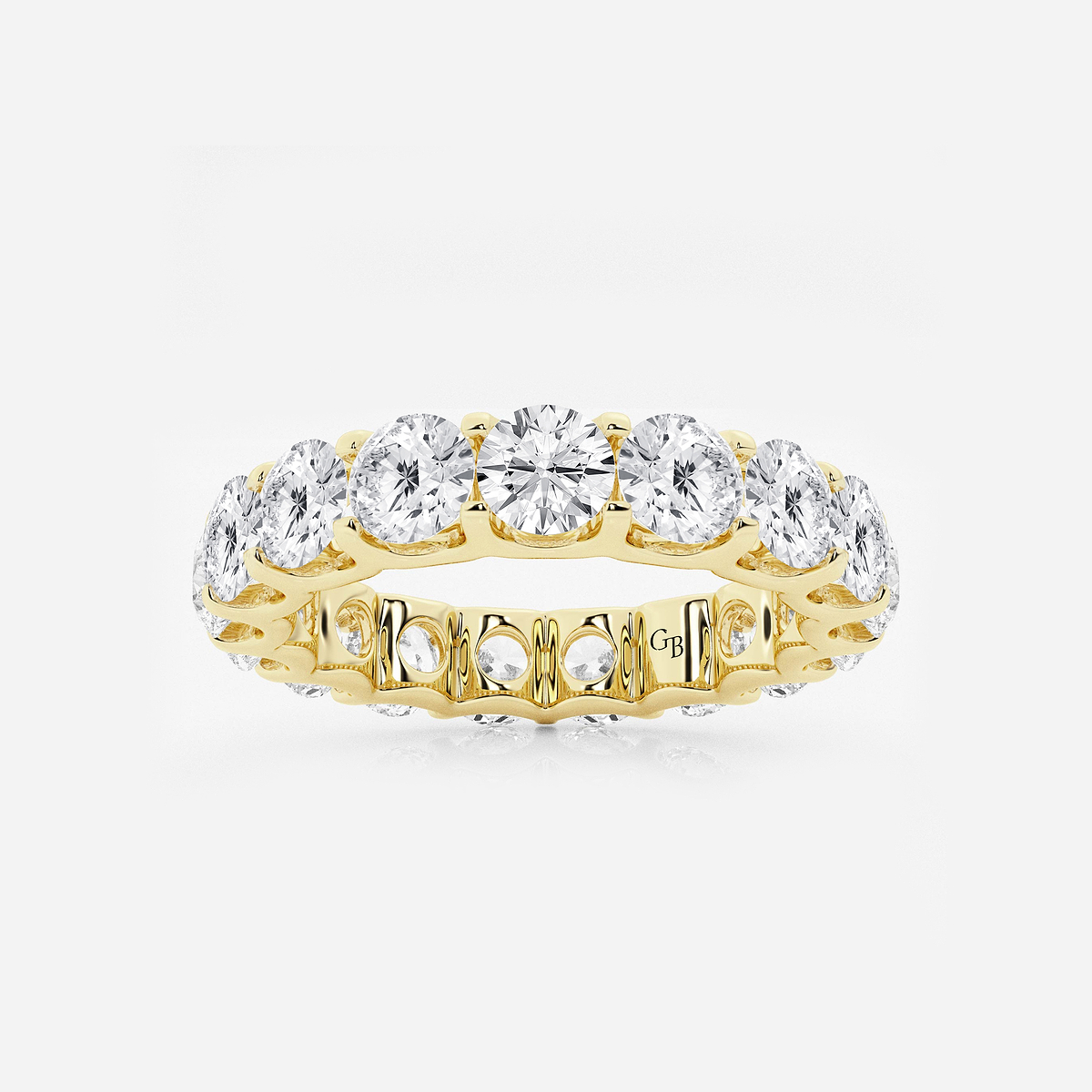 4 ctw U shaped Round Lab Grown Diamond Eternity Band - 4mm Width 14K Yellow Gold, DE, VS1