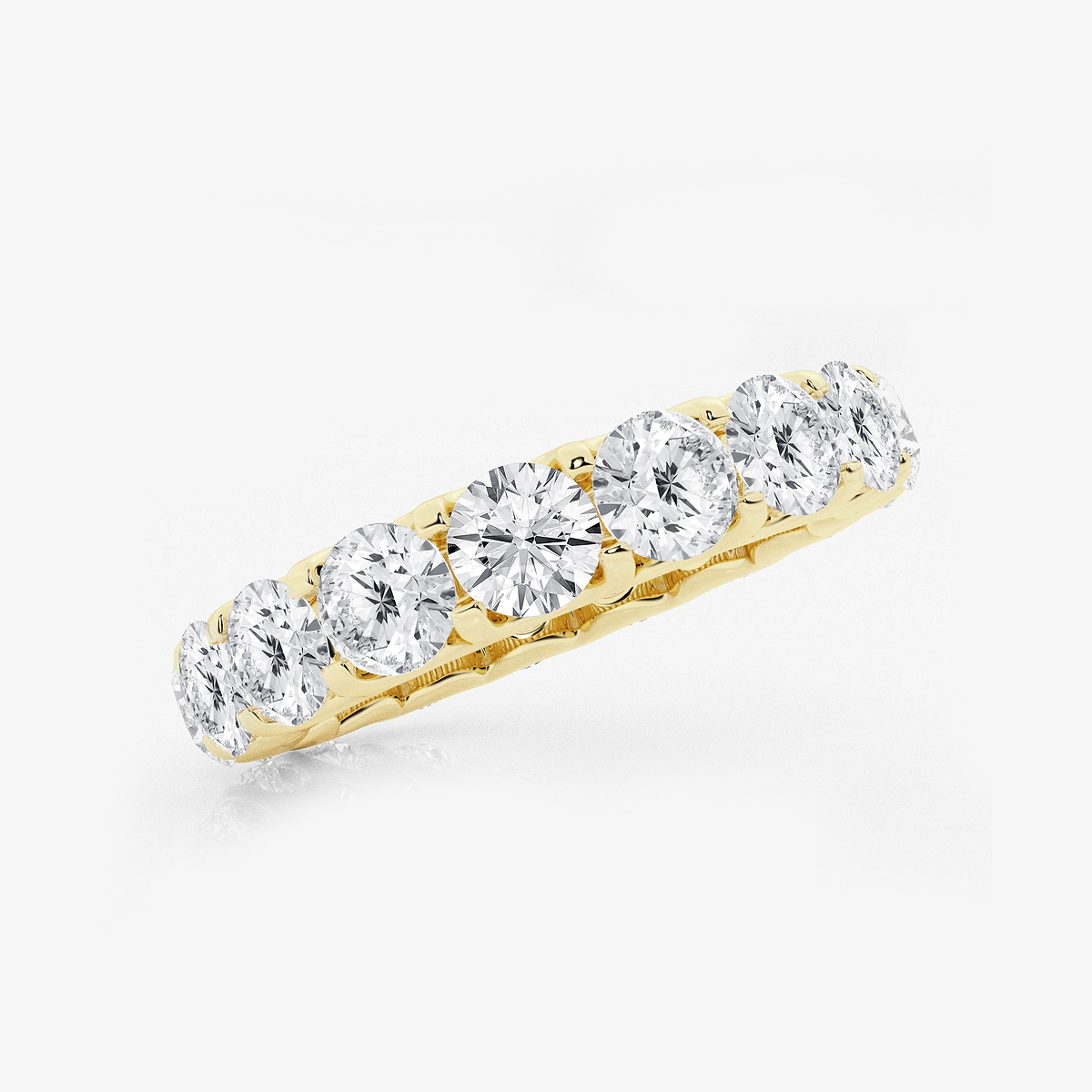 4 ctw U shaped Round Lab Grown Diamond Eternity Band - 4mm Width 14K Yellow Gold, DE, VS1