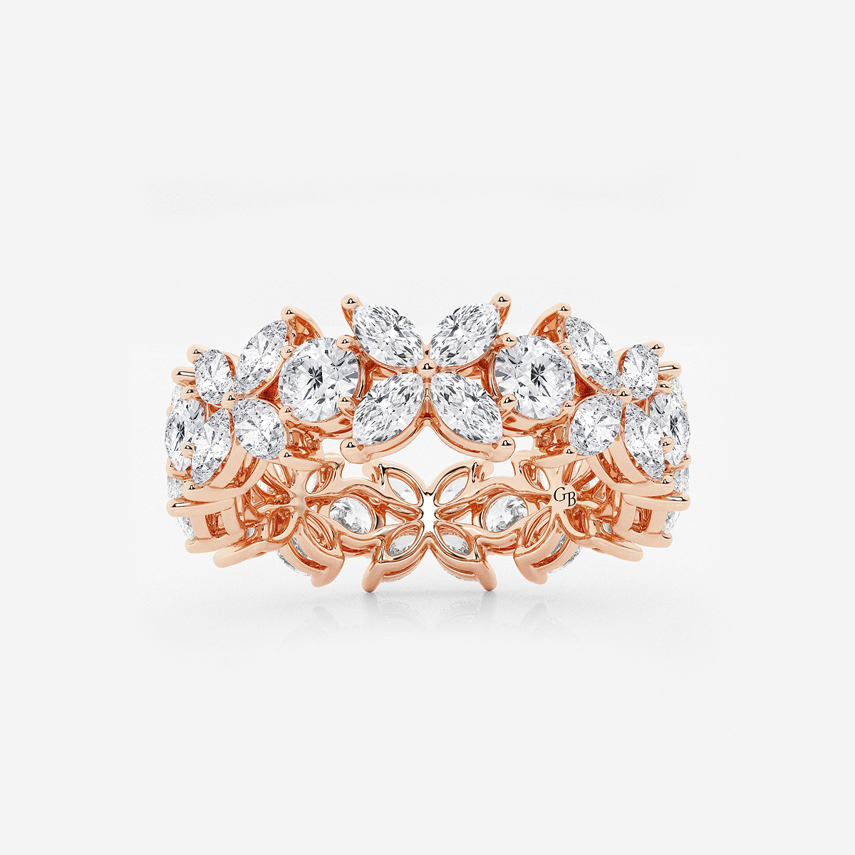 3 ctw Marquise and Round Lab Grown Diamond Flower Eternity Band - 7.2mm Width