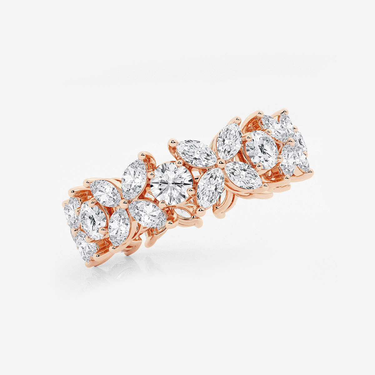 Additional Image 1 for  3 ctw Marquise and Round Lab Grown Diamond Flower Eternity Band - 7.2mm Width