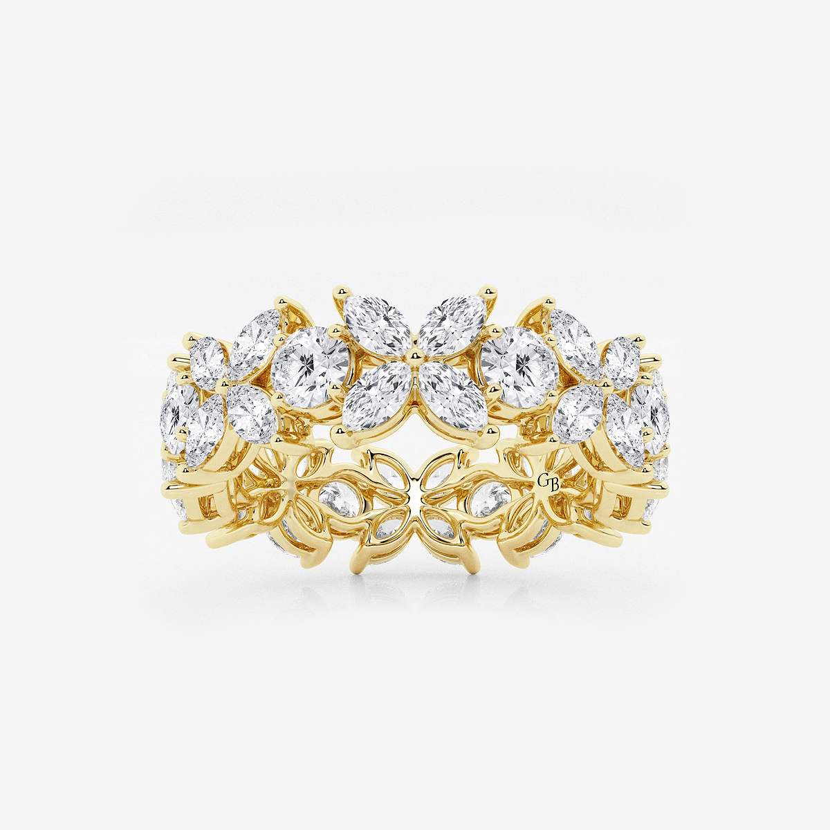 3 ctw Marquise and Round Lab Grown Diamond Flower Eternity Band - 7.7mm Width