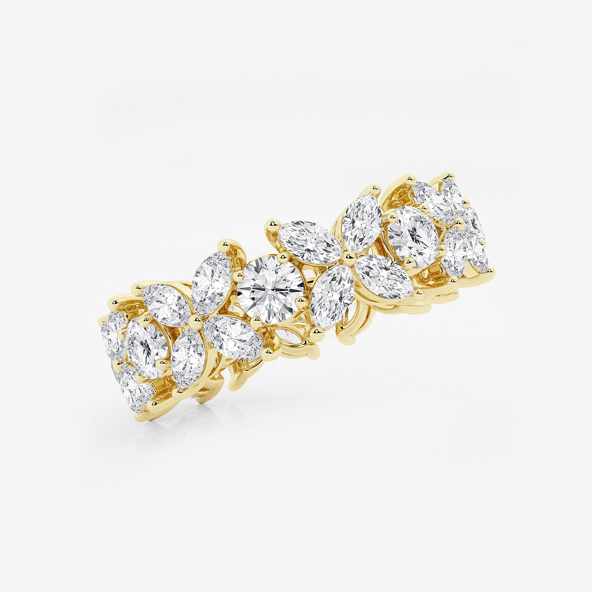 3 ctw Marquise and Round Lab Grown Diamond Flower Eternity Band - 7.7mm Width