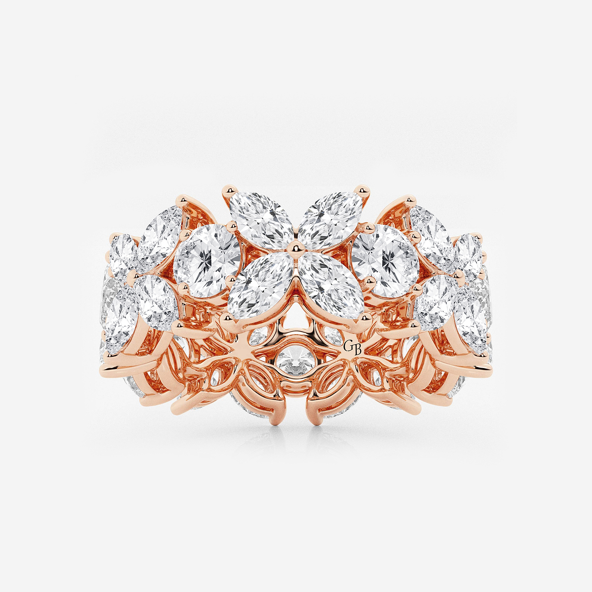 5 ctw Marquise and Round Lab Grown Diamond Flower Eternity Band - 8.3mm Width