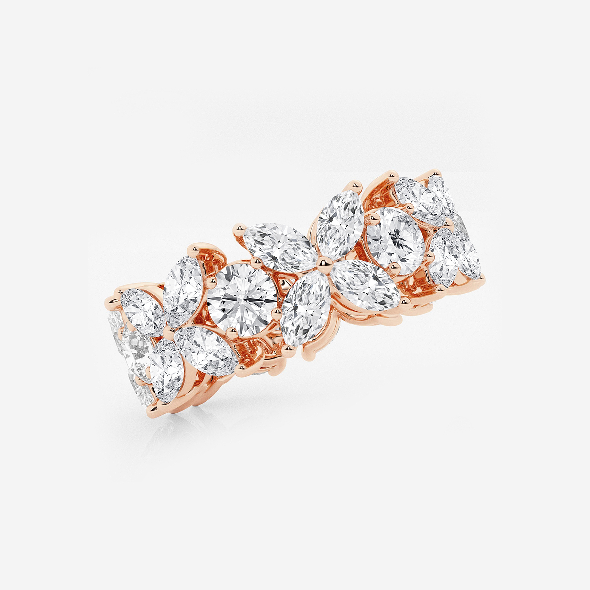 Additional Image 1 for  5 ctw Marquise and Round Lab Grown Diamond Flower Eternity Band - 8.3mm Width