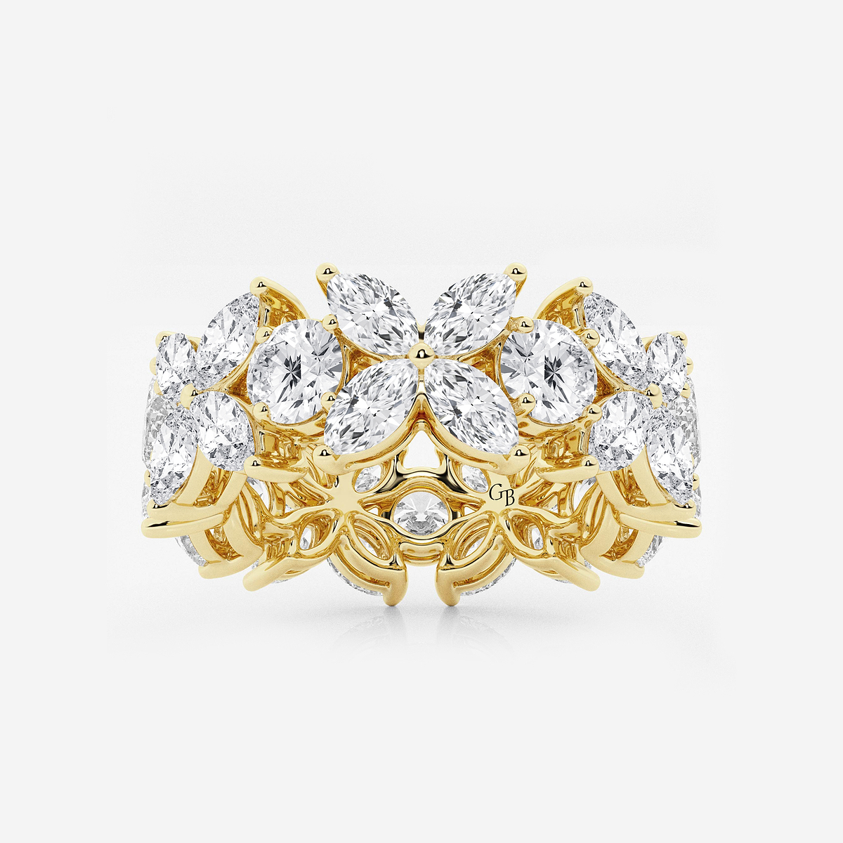 5 ctw Marquise and Round Lab Grown Diamond Flower Eternity Band - 8.3mm Width