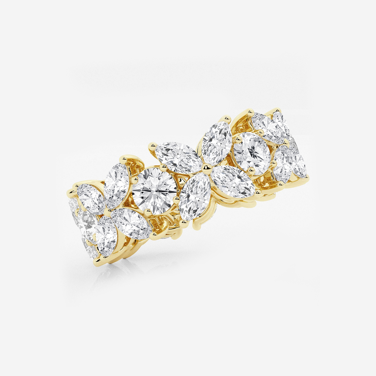 5 ctw Marquise and Round Lab Grown Diamond Flower Eternity Band - 8.3mm Width