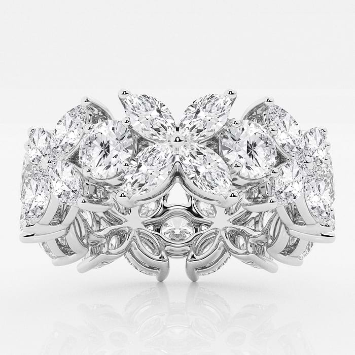 5 ctw Marquise and Round Lab Grown Diamond Flower Eternity Band - 8.3mm Width