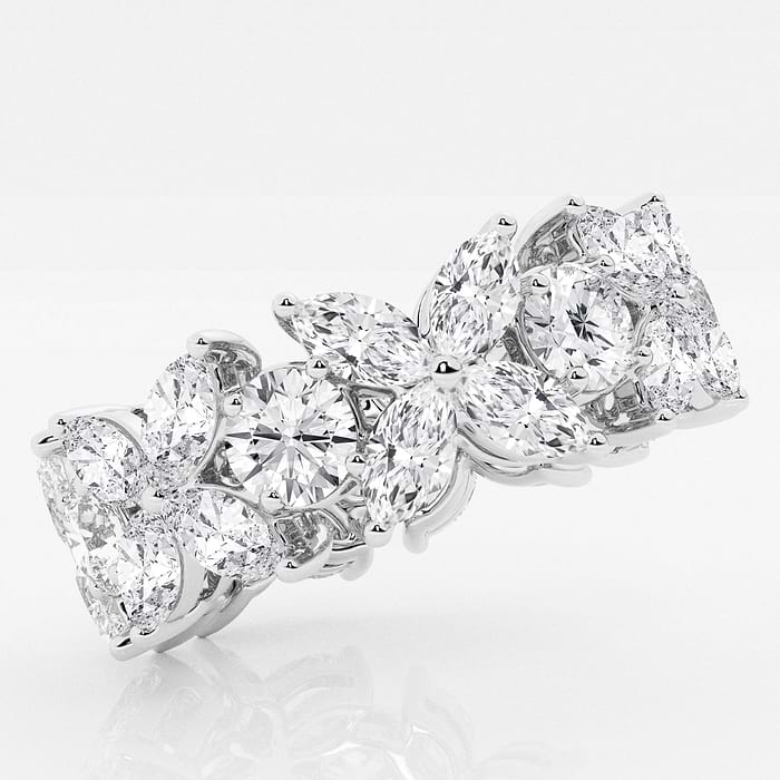Additional Image 1 for  5 ctw Marquise and Round Lab Grown Diamond Flower Eternity Band - 8.3mm Width