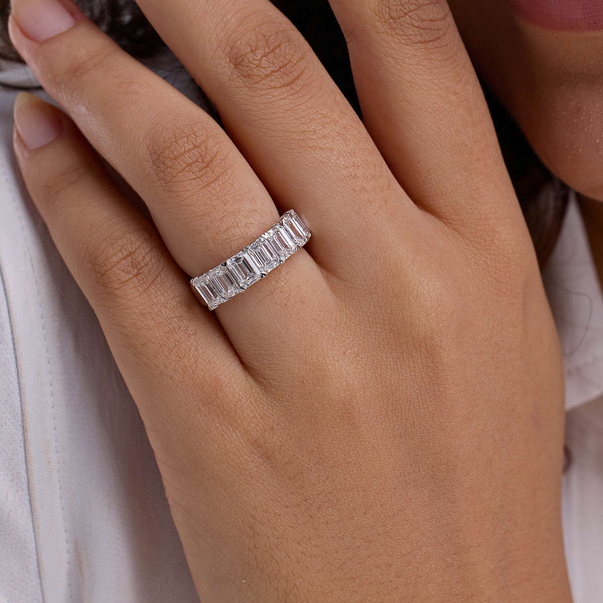 4 ctw Emerald Lab Grown Diamond Seven-Stone Anniversary Band