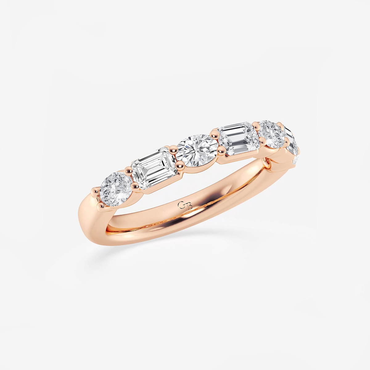 Additional Image 1 for  1 2/5 ctw Emerald and Oval Lab Grown Diamond Alternating Seven-Stone Anniversary Band
