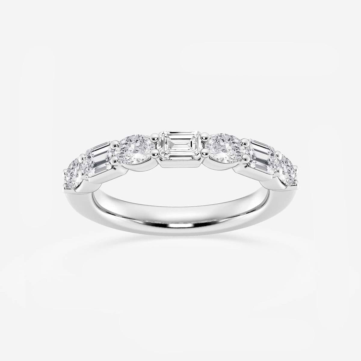 1 2/5 ctw Emerald and Oval Lab Grown Diamond Alternating Seven-Stone Anniversary Band