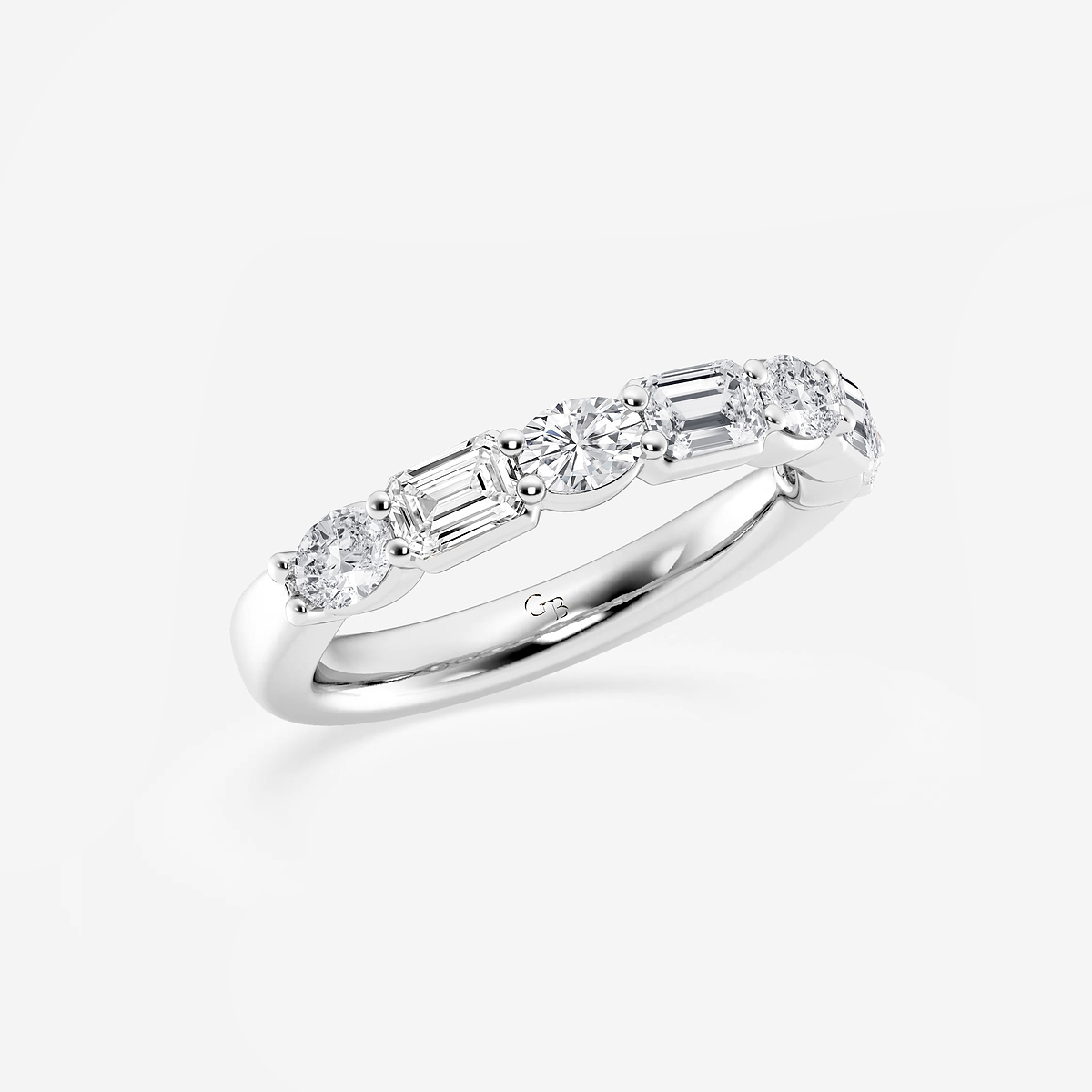 Additional Image 1 for  1 2/5 ctw Emerald and Oval Lab Grown Diamond Alternating Seven-Stone Anniversary Band