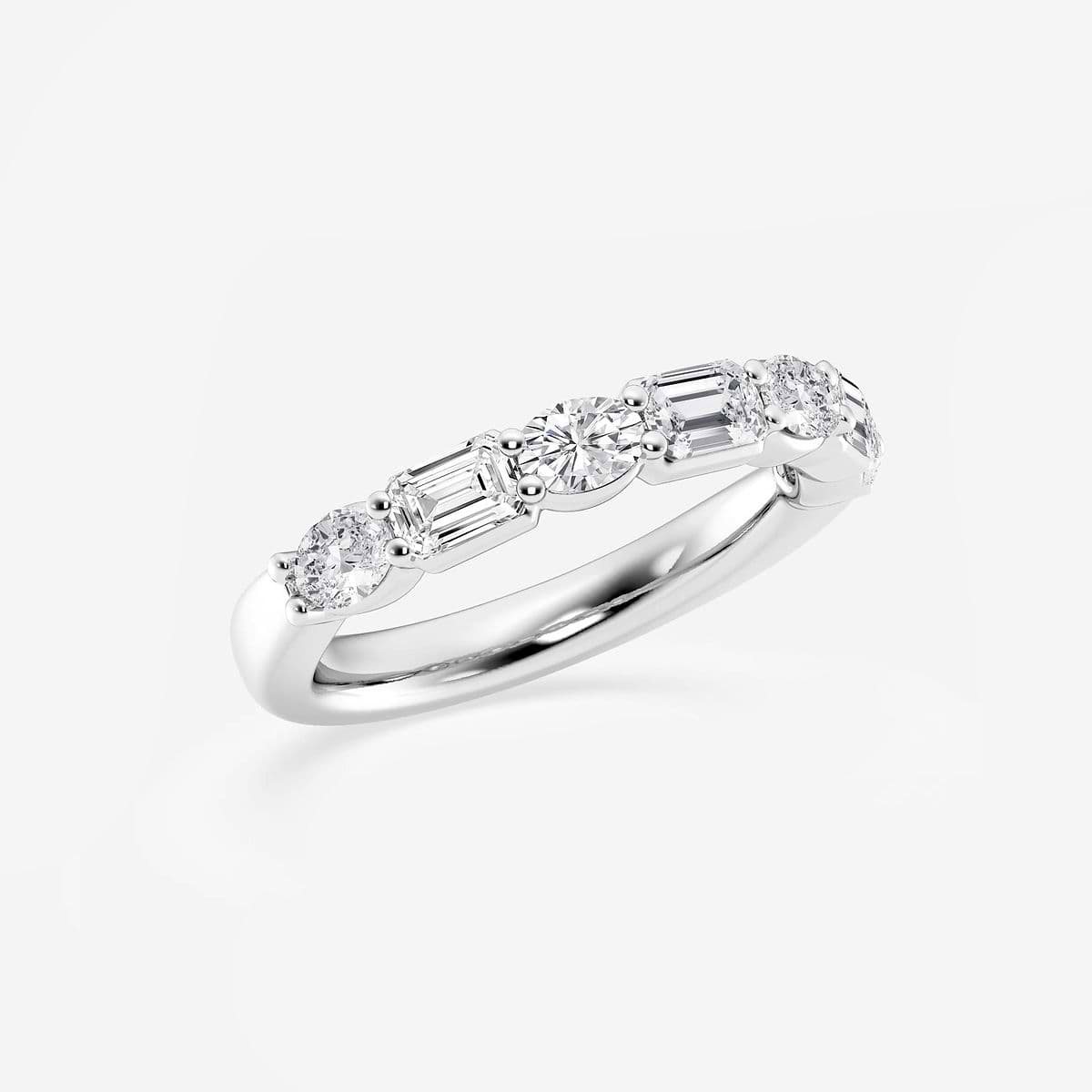 Additional Image 1 for  1 2/5 ctw Emerald and Oval Lab Grown Diamond Alternating Seven-Stone Anniversary Band