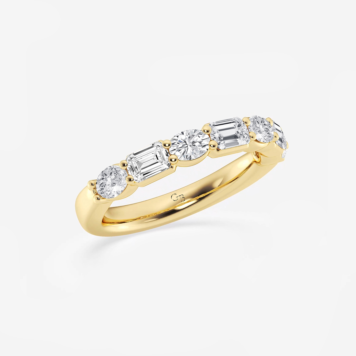 Additional Image 1 for  1 2/5 ctw Emerald and Oval Lab Grown Diamond Alternating Seven-Stone Anniversary Band