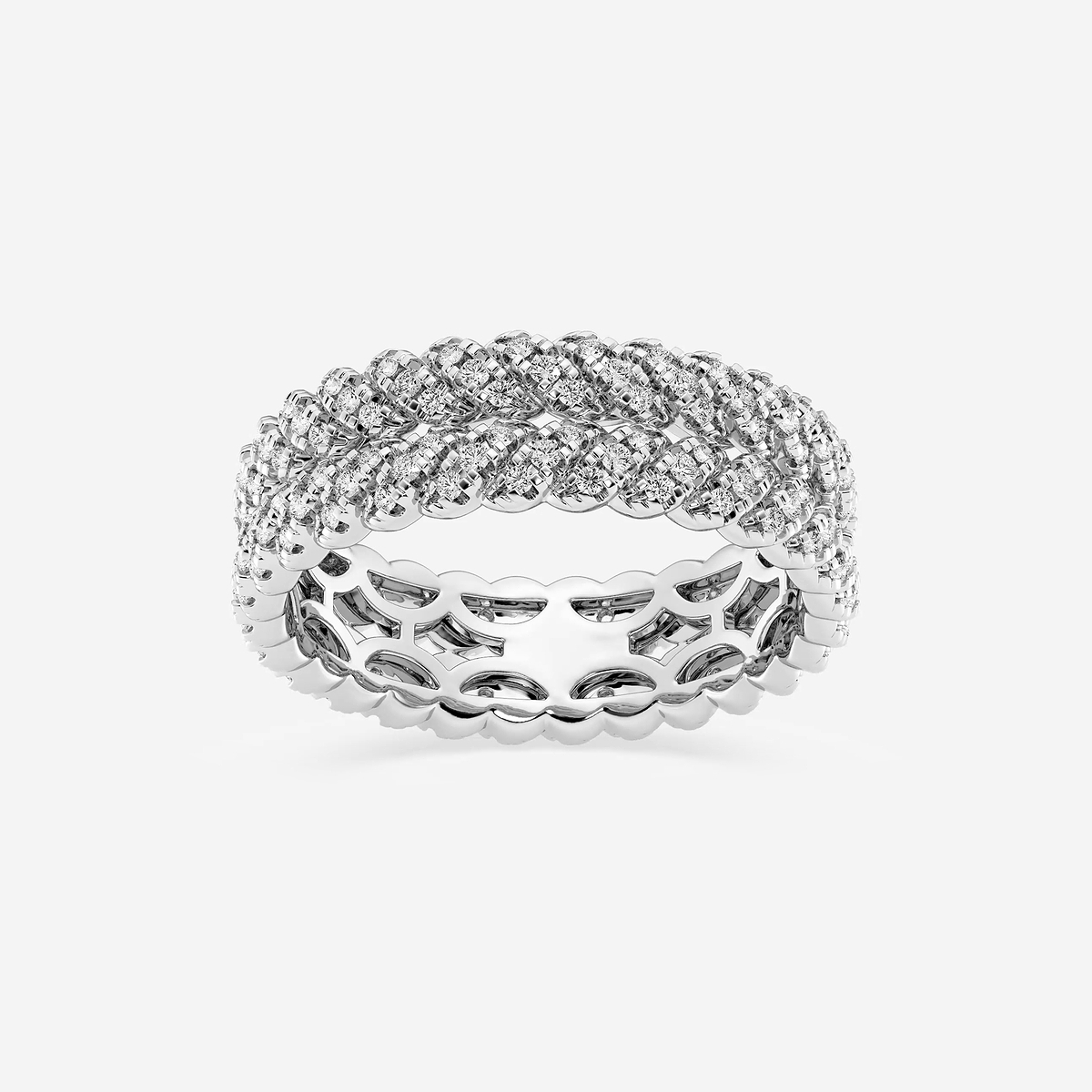 3/4 ctw Round Lab Grown Diamond Double Row Twist Eternity Band - 6mm Width