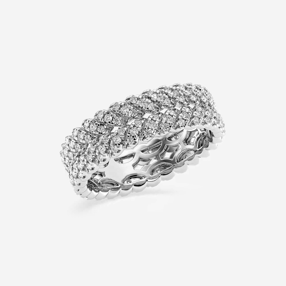 Additional Image 1 for  3/4 ctw Round Lab Grown Diamond Double Row Twist Eternity Band - 6mm Width