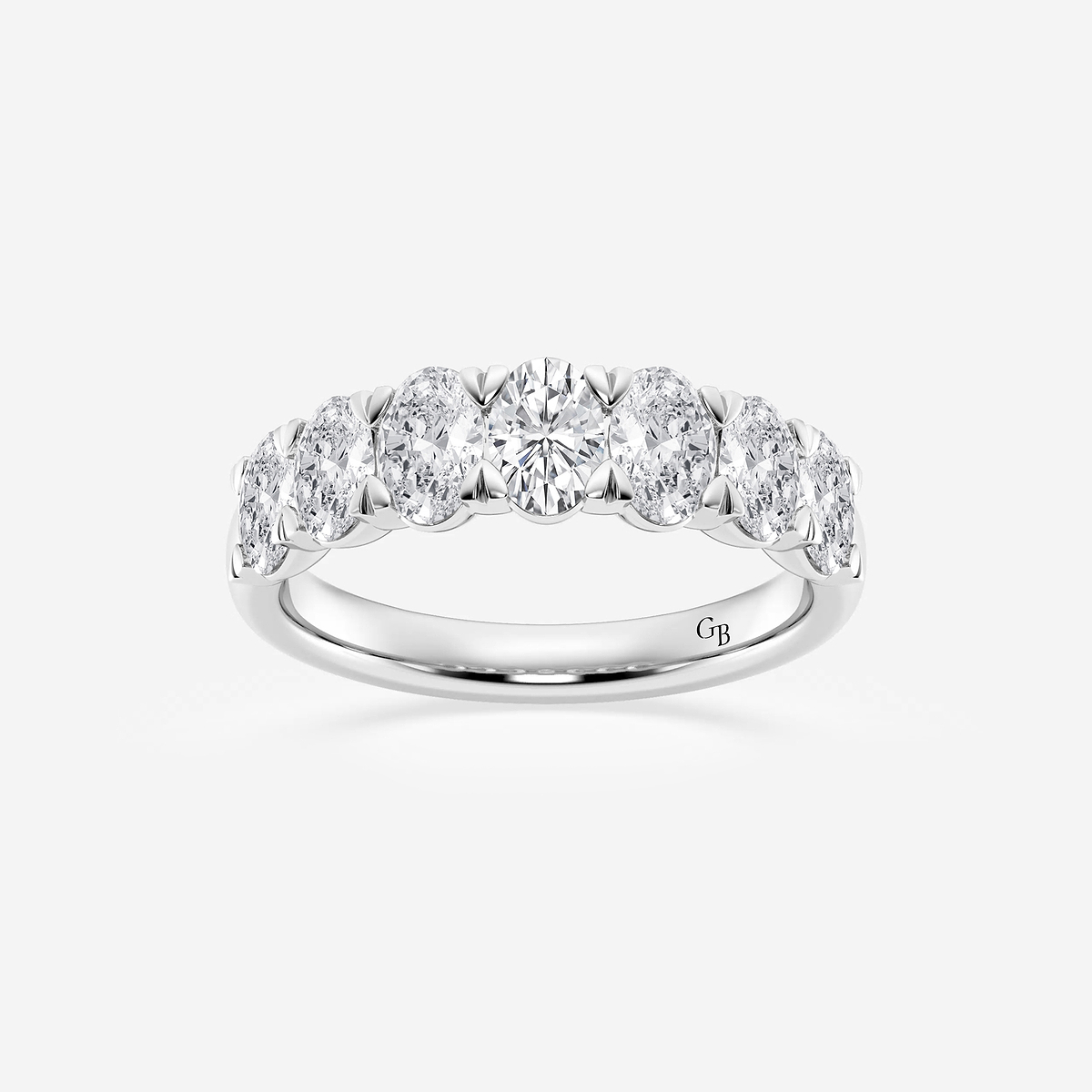 2 ctw Oval Lab Grown Diamond Seven-Stone Anniversary Band 14K White Gold, F, VS2