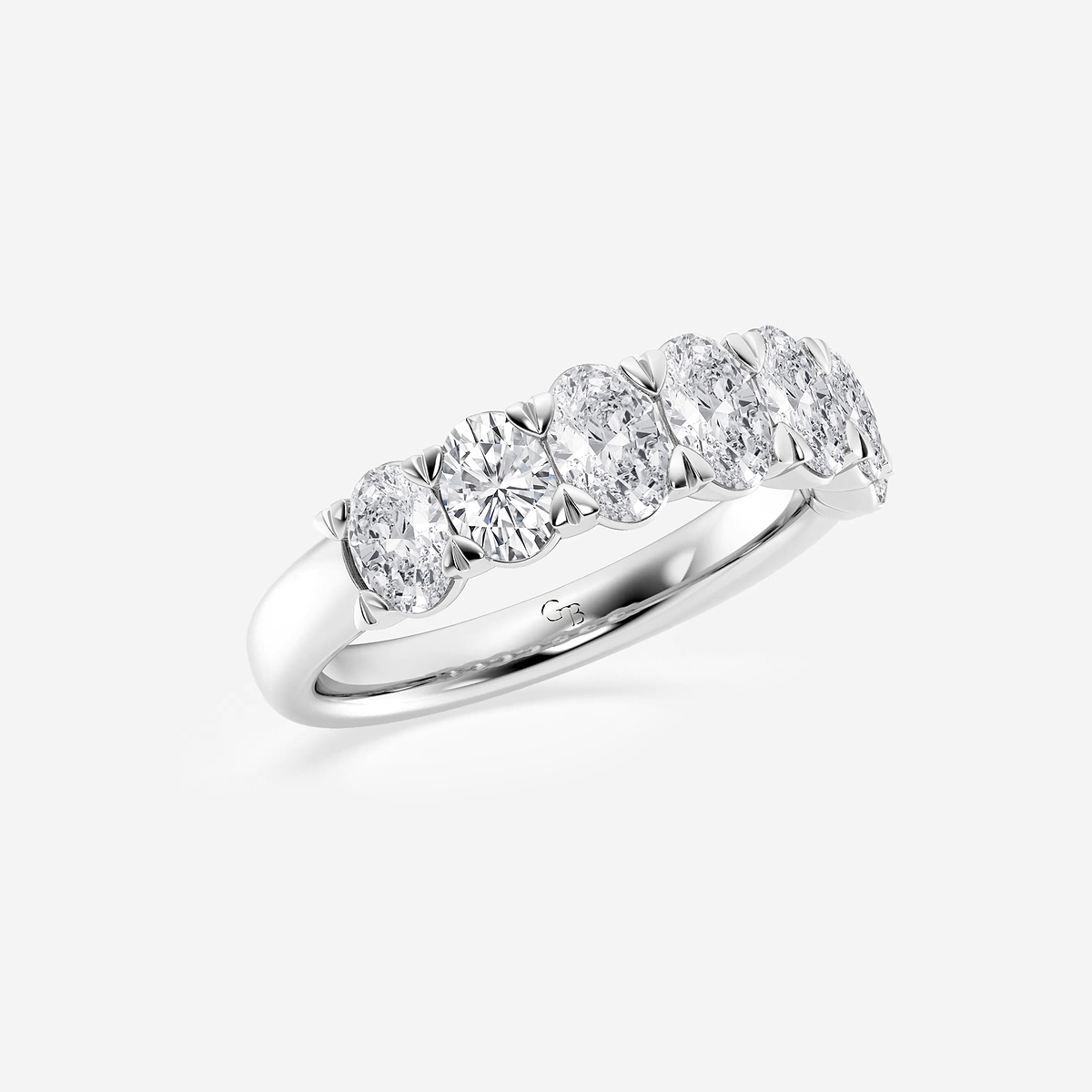2 ctw Oval Lab Grown Diamond Seven-Stone Anniversary Band 14K White Gold, F, VS2