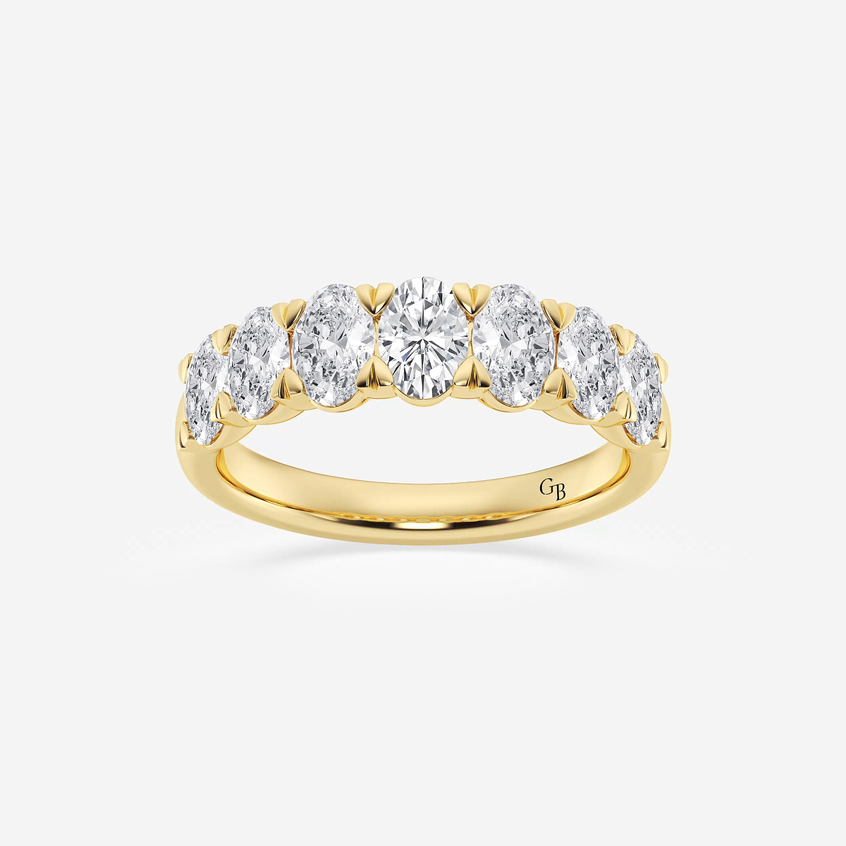 2 ctw Oval Lab Grown Diamond Seven-Stone Anniversary Band 14K Yellow Gold, F, VS2
