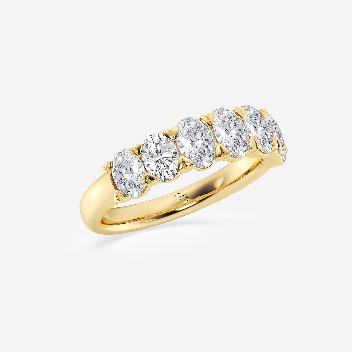 2 ctw Oval Lab Grown Diamond Seven-Stone Anniversary Band 14K Yellow Gold, F, VS2