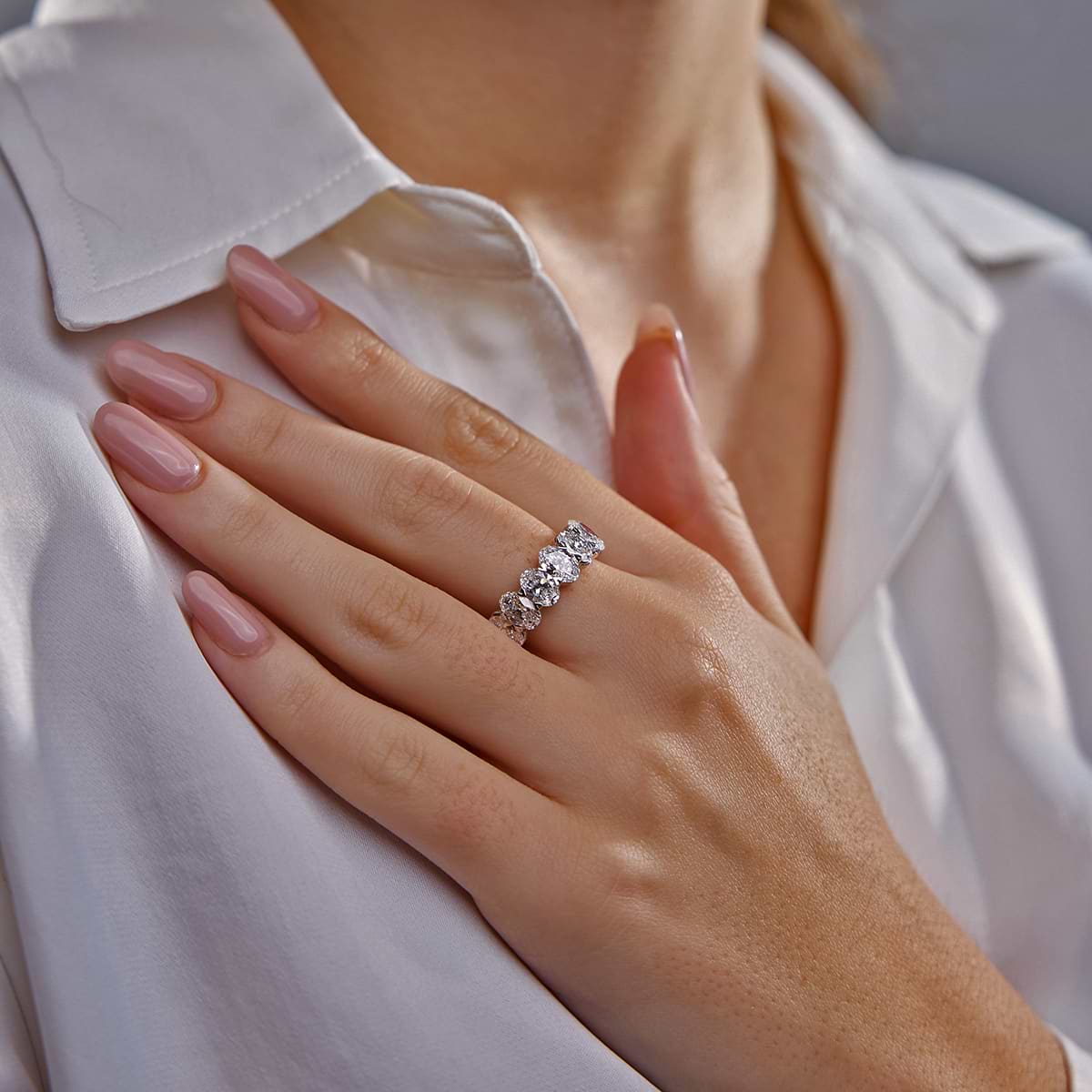 4 ctw Oval Lab Grown Diamond Seven-Stone Anniversary Band