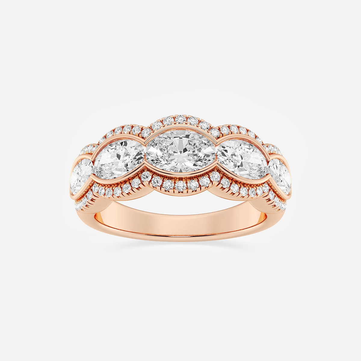 2 1/2 ctw Oval Lab Grown Diamond Five-Stone Halo Band
