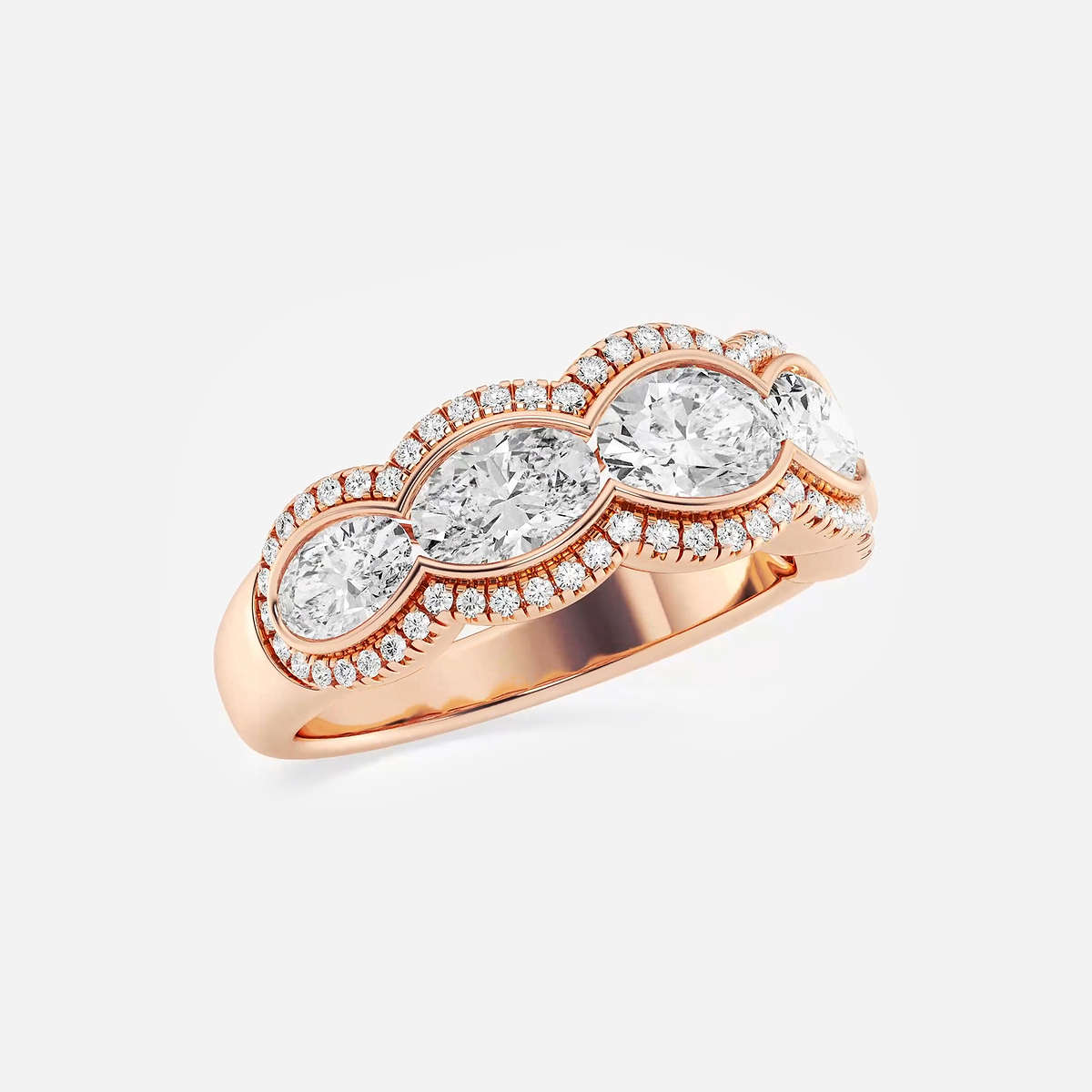 Additional Image 1 for  2 1/2 ctw Oval Lab Grown Diamond Five-Stone Halo Band
