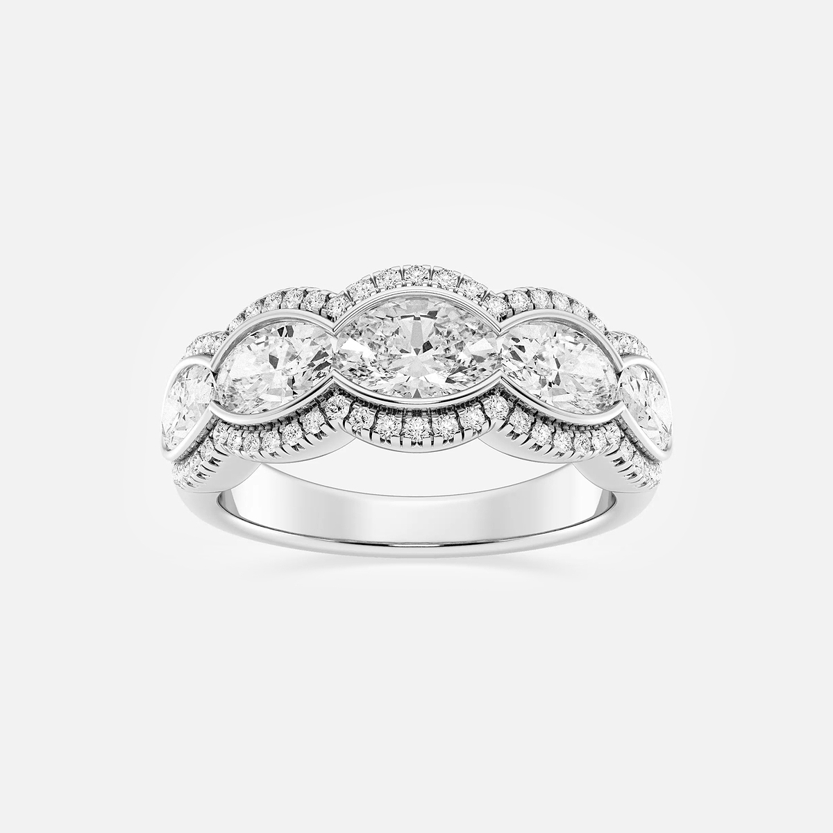 2 1/2 ctw Oval Lab Grown Diamond Five-Stone Halo Band